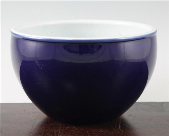 A Chinese blue glazed bowl, possibly 19th century, diameter 22cm